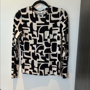 Geometric Black, White and Pink Women's Top